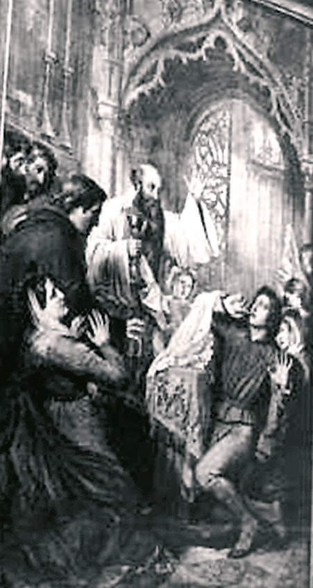 Pintura que representa el milagro, Iglesia de Santiago, Lovaina