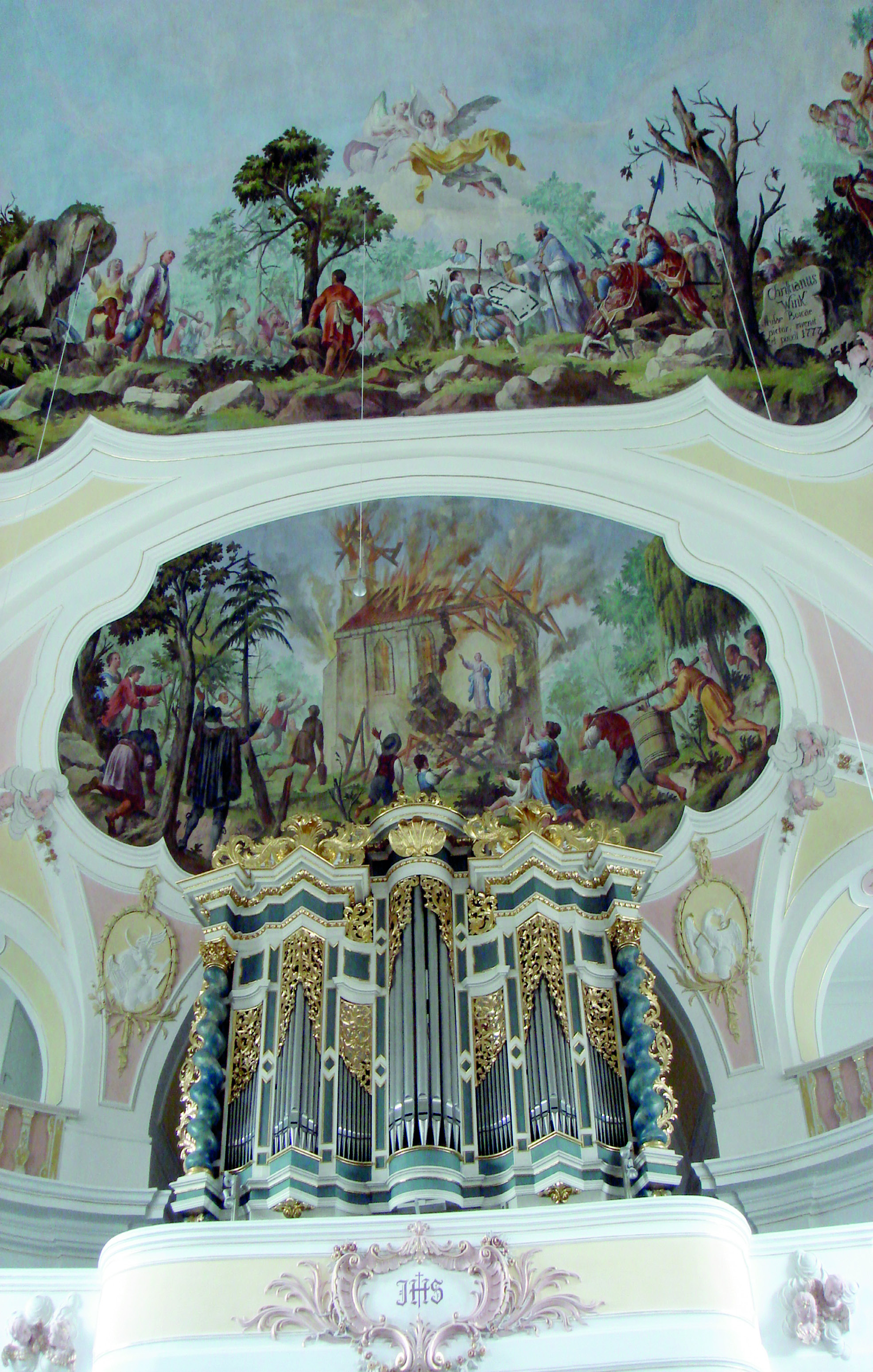 Historische Darstellung des Bischofs Hartwich von Regensburg, der im Gebet vor der unbeweglichen Hostie kniet