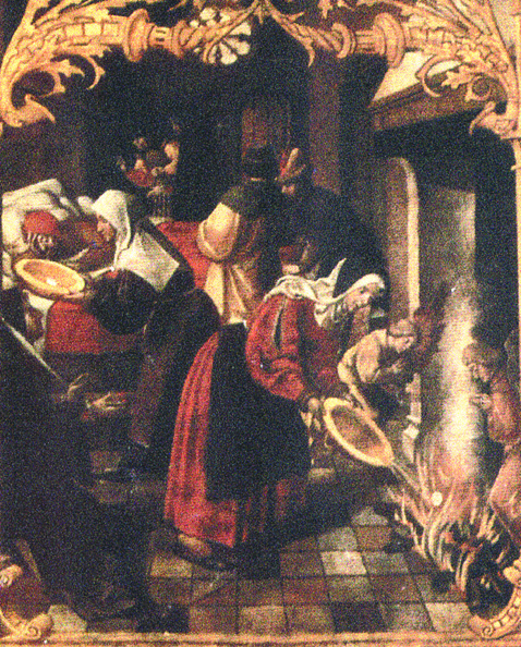 Der kranke Mann Ysbrant Hem empfängt das heilige Viaticum in seinem Haus in der Kalverstraat (1345)