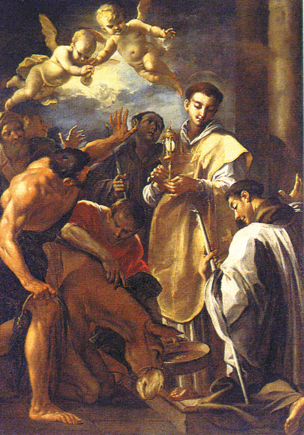Miracolo di Sant'Antonio, Collezione del Museo Diocesano di Milano queste parole: "In virtù e nel nome del tuo Creatore, che io, per quanto indegno, tengo nel mio