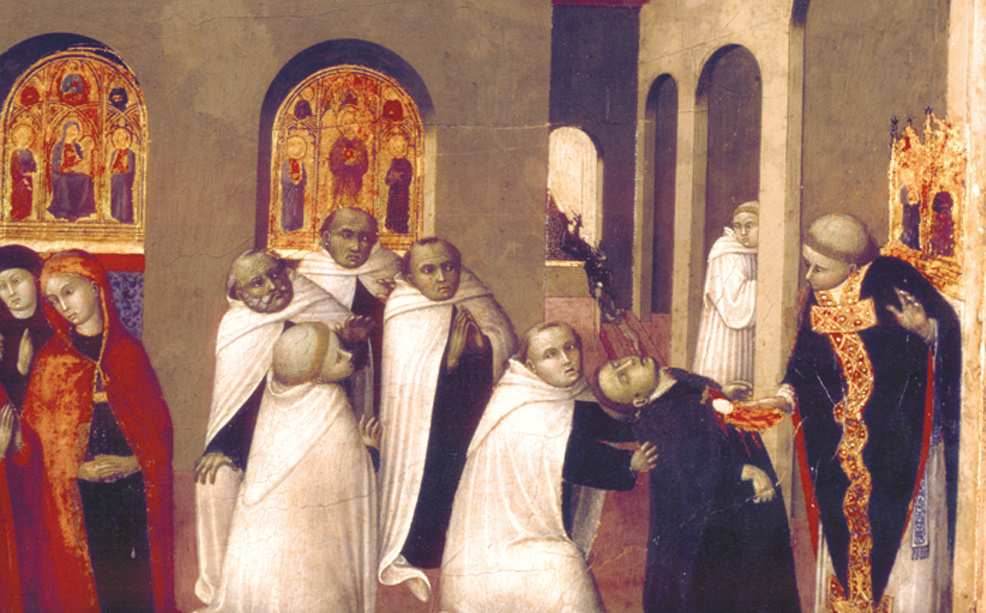 Questo dipinto del Maestro Stefano di Giovanni, detto "il Sassetta", è conservato in Inghilterra nel Bowes Museum di Barnard Castle. Raffigura la scena di un altro Miracolo Eucaristico avvenuto nei pressi di Siena in un monastero carmelitano. Il dipinto raffigura un carmelitano