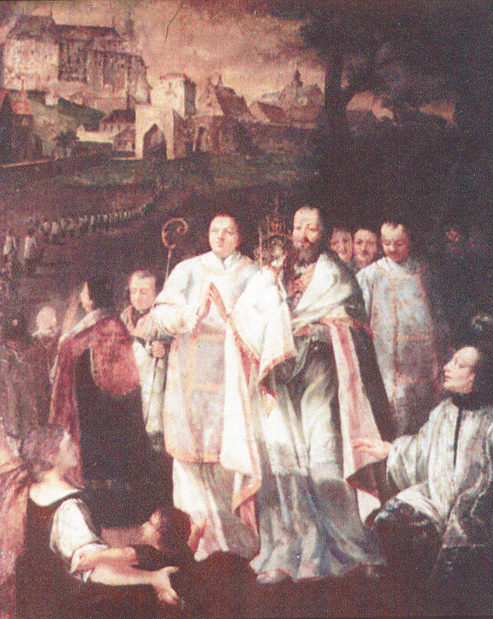 The Corpus Christi Church, Krakow A representation of the procession of the bishop back into the city after finding the Hosts of the miracle in the marsh