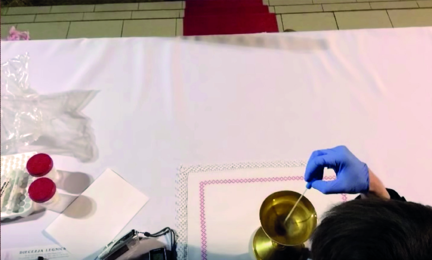 Photo showing the sample being collected
