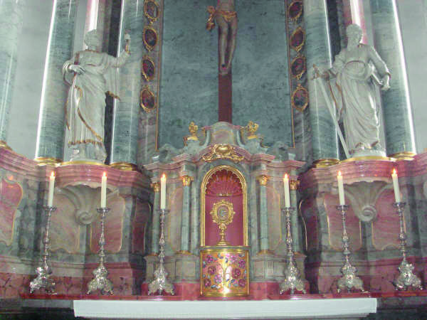 The Bishop of Constance solemnly placing the sacred Host into a golden ostensorio